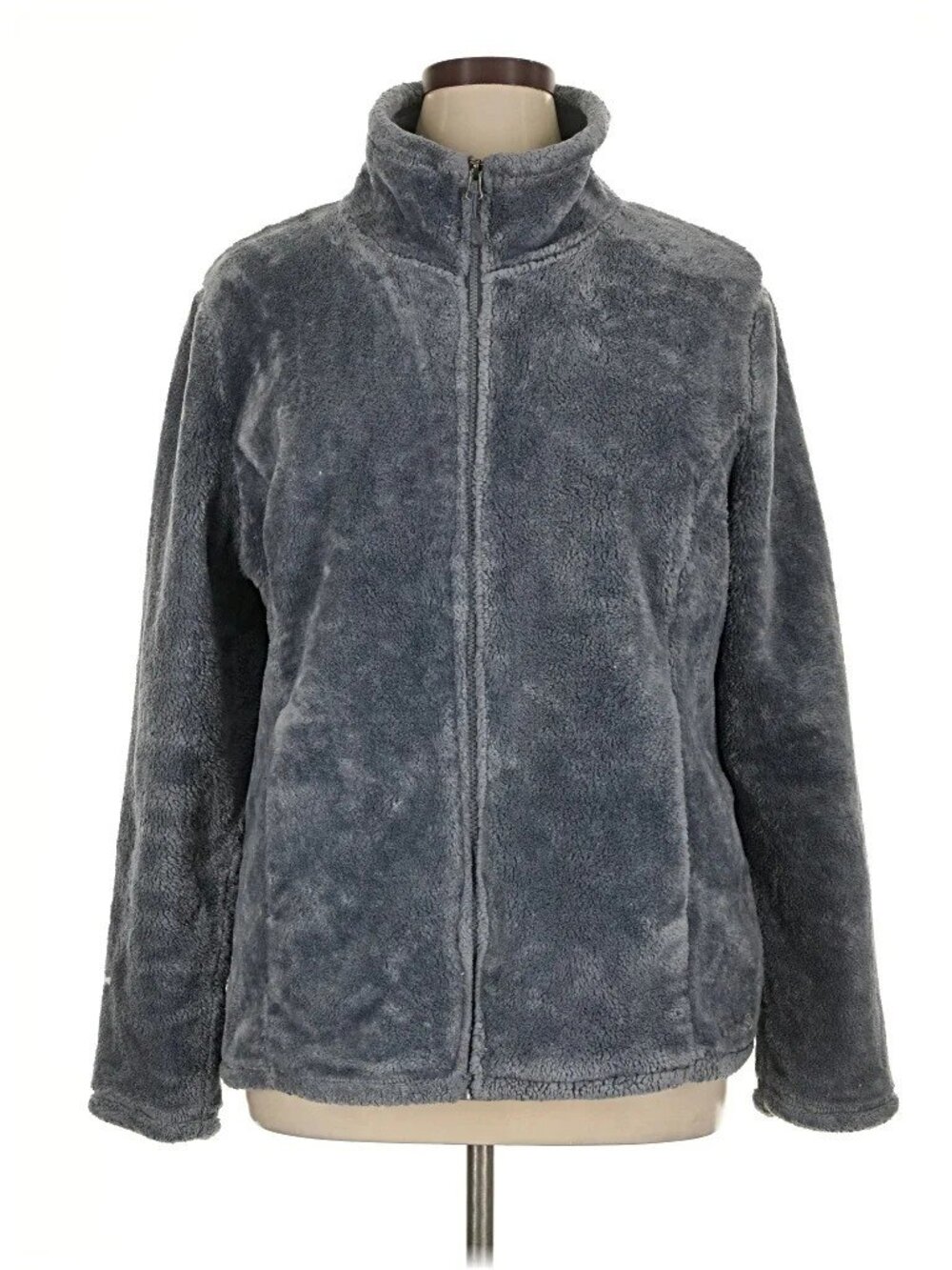32 Degrees Heat Faux Fur Jacket Full Zip Plush Fleece Gray Women's XL Cozy